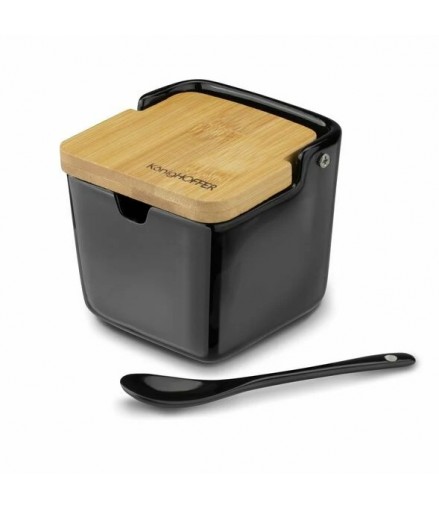 KONIGHOFFER CUKIERNICA Z ŁYŻECZKĄ I BAMBUSOWĄ POKRYWĄ 270 ML CZARNA