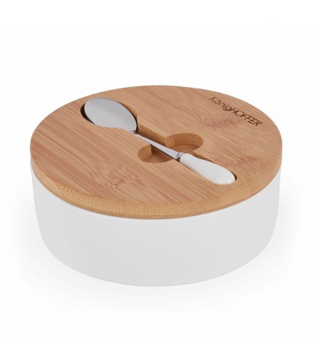 KONIGHOFFER CUKIERNICA Z ŁYŻECZKĄ I BAMBUSOWĄ POKRYWĄ 270 ML CZARNA
