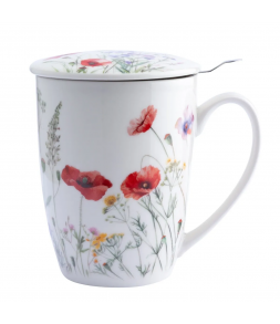 ALTOM KWITNĄCA POLANA PORCELANOWY KUBEK Z ZAPARZACZEM I POKRYWKĄ 350 ML
